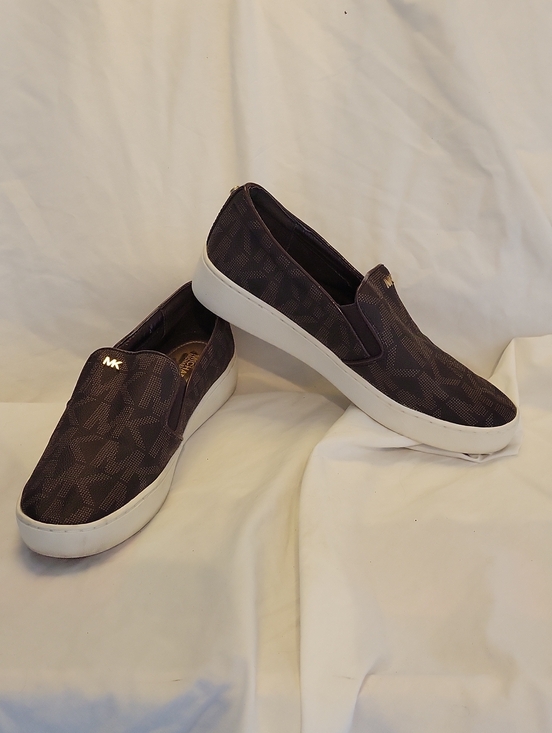 Michael Kors Shoes - Michael Kors Brown Logo Slip-On Sneakers with White Sole